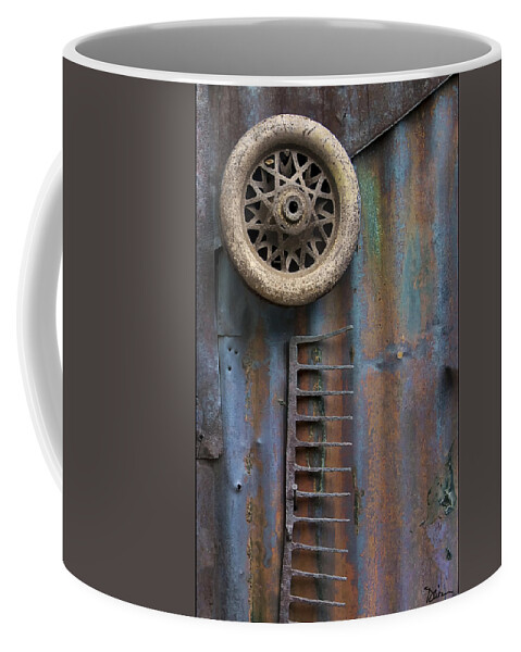 Old Wheel Coffee Mug featuring the photograph Relics by Peggy Dietz