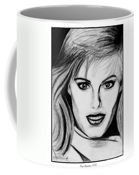 Renee Simonsen Coffee Mug featuring the drawing Renee Simonsen in 1984 by J McCombie
