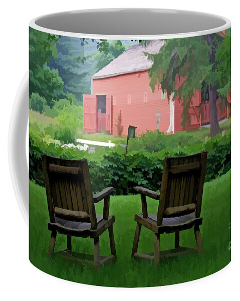 Chairs Coffee Mug featuring the digital art Resting Spot by Jayne Carney