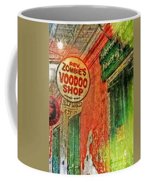 Voodoo Coffee Mug featuring the digital art Rev Zombie's Voodoo Shop by Valerie Reeves