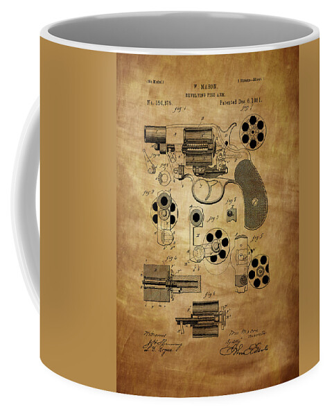 Revolver Coffee Mug featuring the photograph Revolving Fire Arm Patent 1881 by Chris Smith