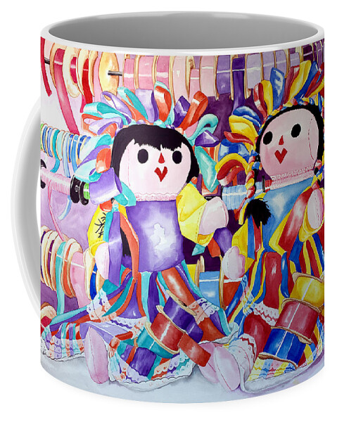 Girls Coffee Mug featuring the painting Ribbon Shoppin by Kandyce Waltensperger