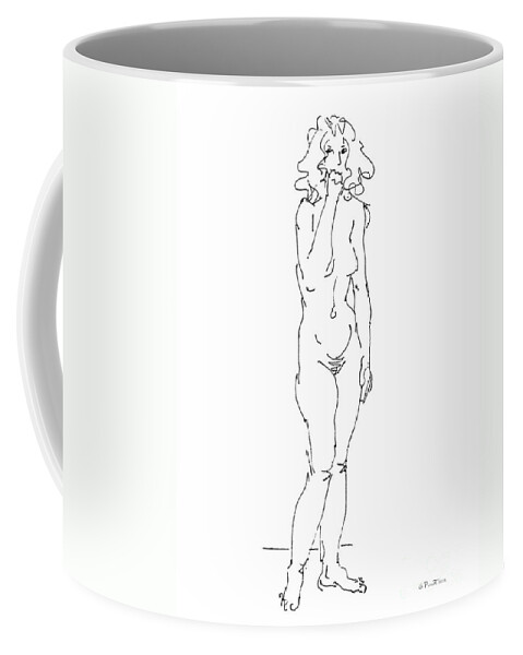 Females Coffee Mug featuring the drawing Rikka Dressing 1of8 by Gordon Punt