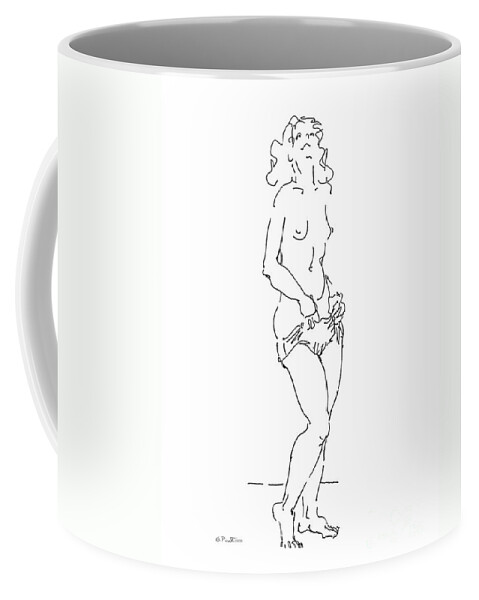 Females Coffee Mug featuring the drawing Rikka Dressing 3of8 by Gordon Punt