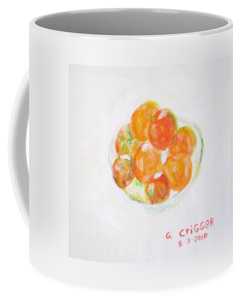 Landscape Coffee Mug featuring the painting Ripening Tomatoes by Glenda Crigger