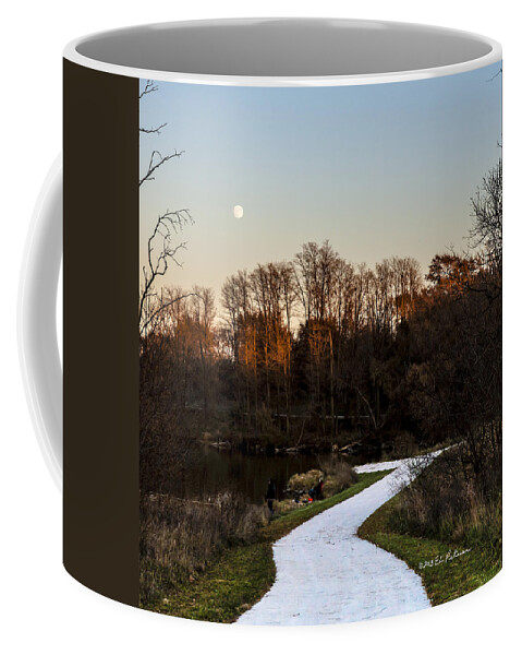 Fall Coffee Mug featuring the photograph Rising Moon Fishing by Ed Peterson