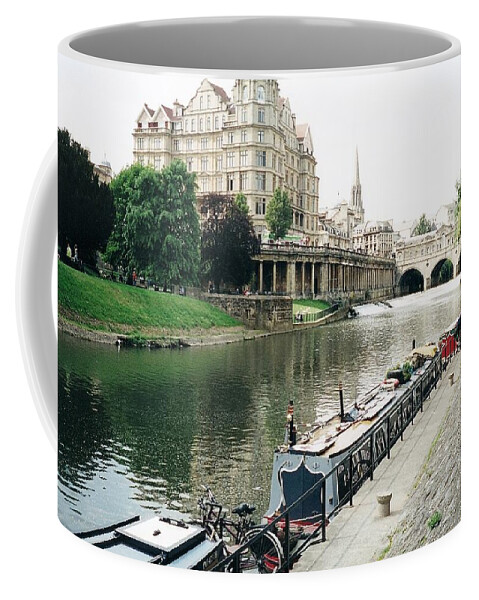 Narrowboat Coffee Mug featuring the photograph River Avon in Bath England by Marilyn Wilson