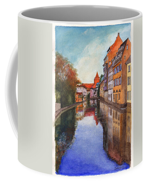 River Coffee Mug featuring the painting River Ill Strasbourg France by Dai Wynn