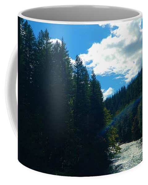 Rainbow Coffee Mug featuring the photograph River Rainbow by Gallery Of Hope 