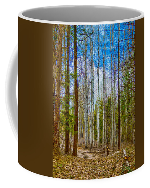 North Cascades Coffee Mug featuring the painting River Run Trail at Arrowleaf by Omaste Witkowski