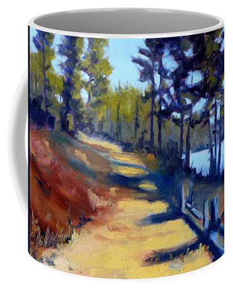 Oregon Coffee Mug featuring the painting River Walk by Nancy Merkle