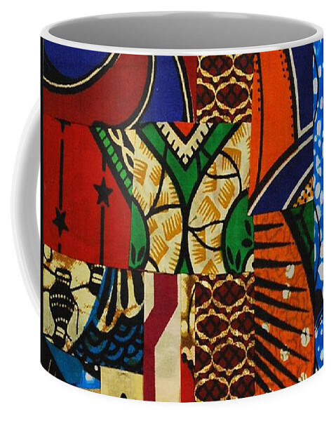 Textile Art Coffee Mug featuring the tapestry - textile Riverbank by Apanaki Temitayo M