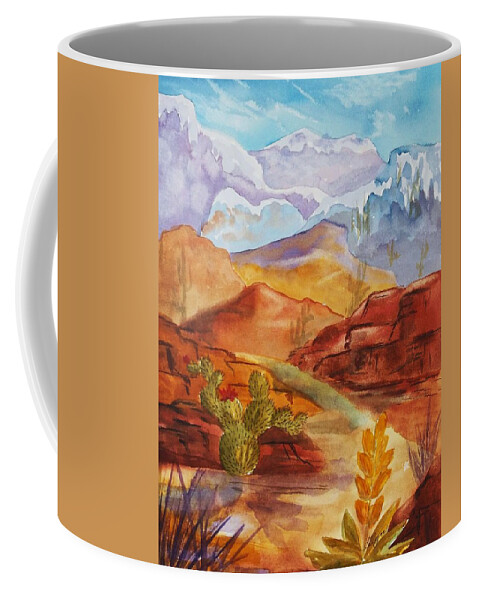 Mountains Coffee Mug featuring the painting Road to Nowhere by Ellen Levinson