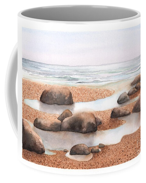 Beach Coffee Mug featuring the painting Rock Pools in the Sand by Hilda Wagner