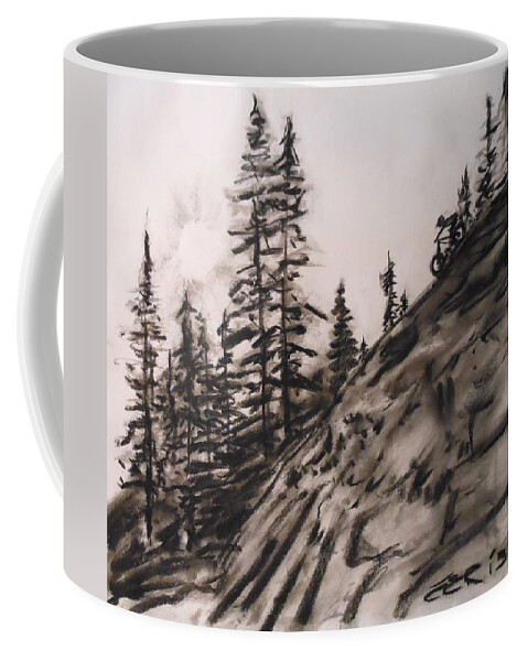 Bicycle Coffee Mug featuring the drawing Rock Rider by Jason Reinhardt