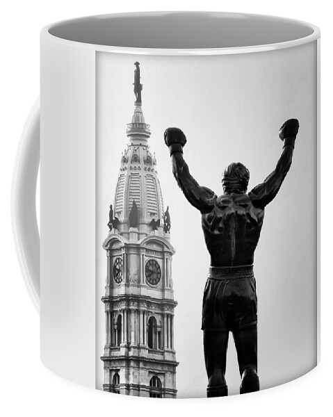 Rocky Coffee Mug featuring the photograph Rocky and Philadelphia by Bill Cannon