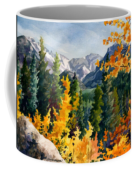 Autumn Trees Painting Coffee Mug featuring the painting Rocky Mountain National Park by Anne Gifford