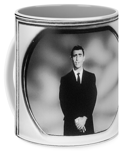 The Twilight Zone Coffee Mug featuring the photograph Rod Serling On T V by Rob Hans
