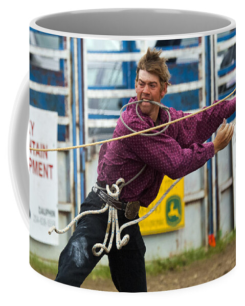 Cowboy Coffee Mug featuring the photograph Rodeo All Strung Out by Bob Christopher