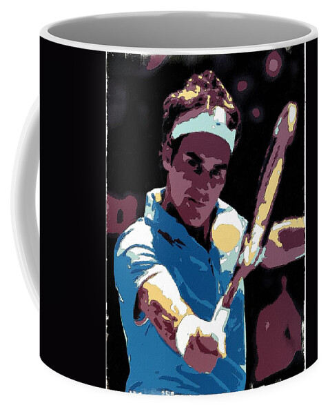 Roger Federer Coffee Mug featuring the painting Roger Federer Portrait Art by Florian Rodarte