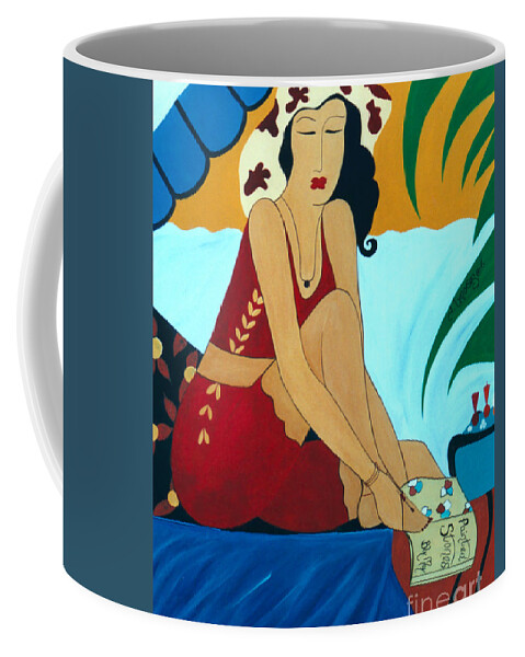 #female Coffee Mug featuring the painting Romancing the Sun by Jacquelinemari