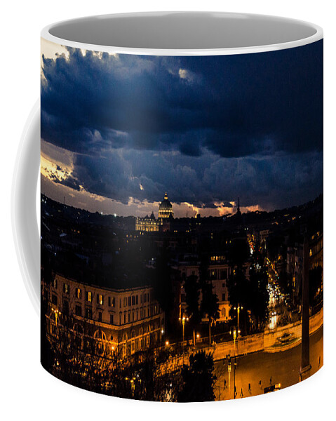 Cityscape Coffee Mug featuring the photograph Rome cityscape at night by AM FineArtPrints