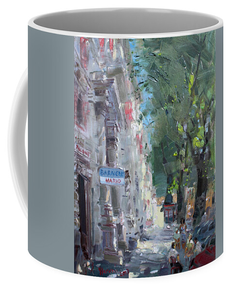 Rome Coffee Mug featuring the painting Rome Dal Barbiere Mario by Ylli Haruni