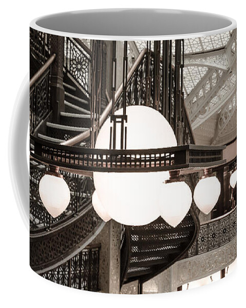 Chicago Coffee Mug featuring the photograph Rookery Building Lights by Anthony Doudt
