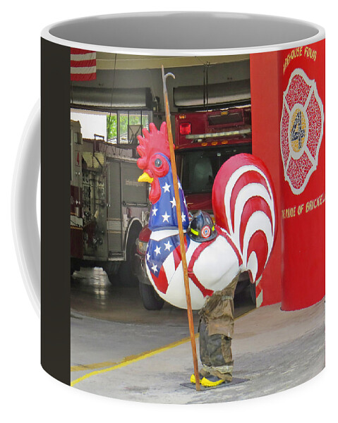 Miami Coffee Mug featuring the photograph Rooster Fireman by Dart Humeston