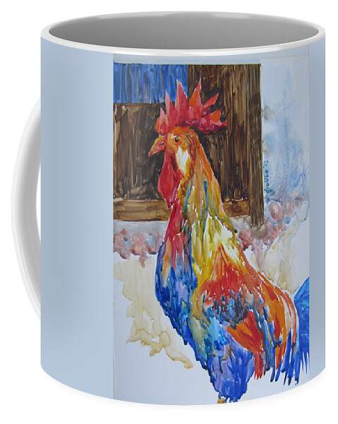 Rooster Coffee Mug featuring the painting Rooster by Jyotika Shroff