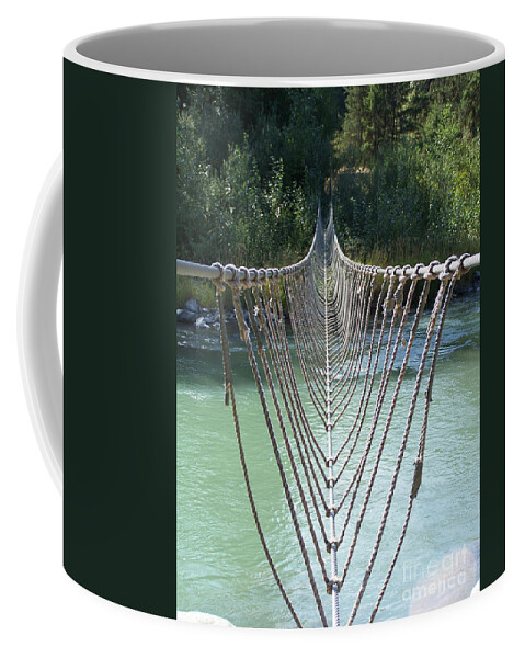 Rope Bridge Coffee Mug featuring the photograph Rope foot Bridge by Ron Roberts