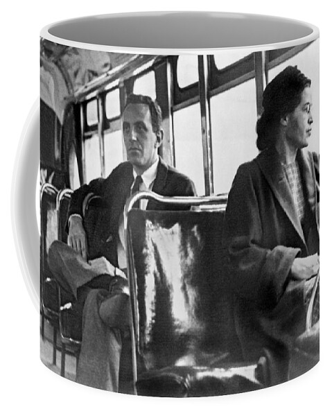 1956 Coffee Mug featuring the photograph Rosa Parks On Bus by Underwood Archives