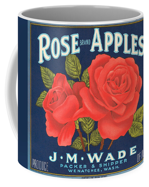 Rose Brad Apples Crate Label Coffee Mug featuring the digital art Rose Brad Apples Crate Label by Label Art