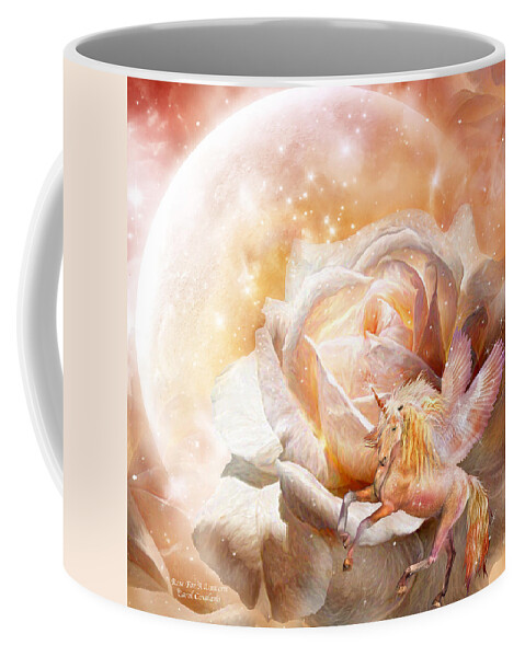 Rose Coffee Mug featuring the mixed media Rose For A Unicorn by Carol Cavalaris