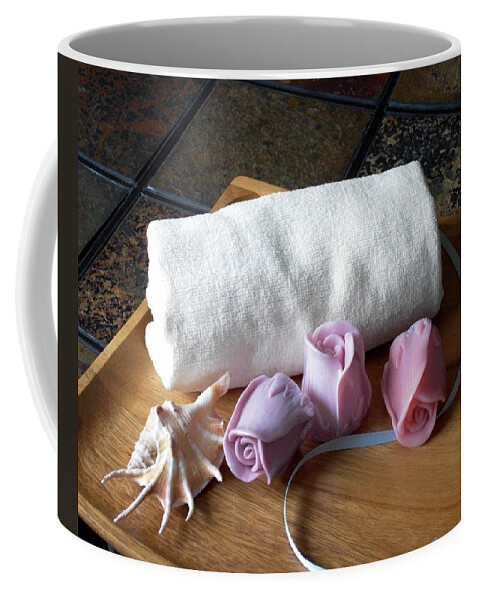 Shell Coffee Mug featuring the photograph Rose Soap by Anastasiya Malakhova