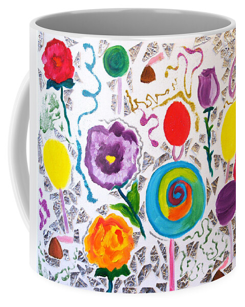 Lollipops Coffee Mug featuring the painting Roses And Lollipops For Mom by Meryl Goudey