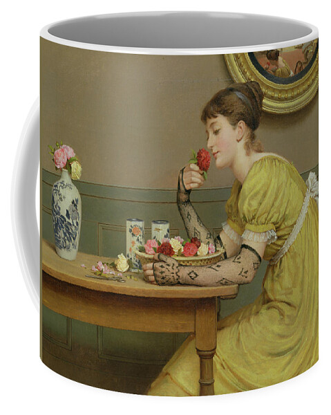 Rosenzeit Coffee Mug featuring the painting Roses by George Dunlop Leslie