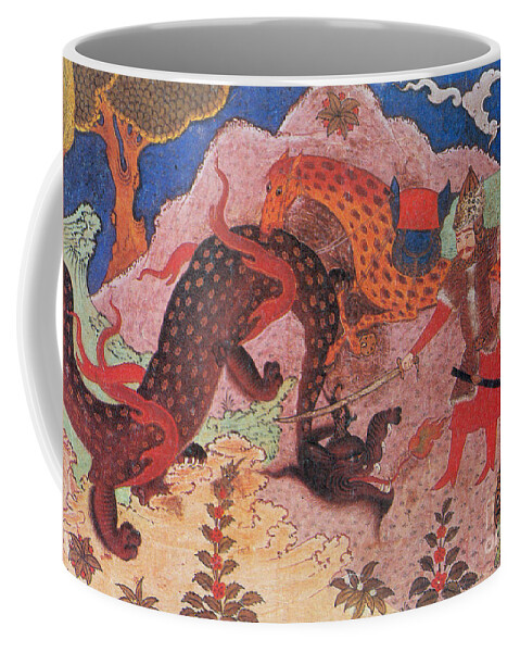 History Coffee Mug featuring the photograph Rostam Kills The Dragon by Photo Researchers