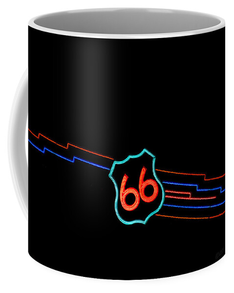 Albuquerque Coffee Mug featuring the photograph Route 66 in Neon by Richard Kimbrough