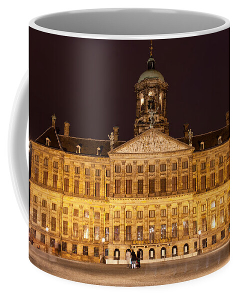 Royal Coffee Mug featuring the photograph Royal Palace in Amsterdam at Night by Artur Bogacki