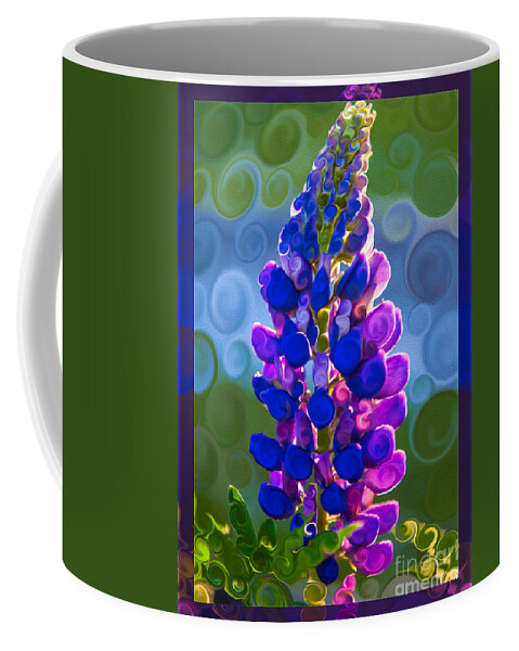 Royal Purple Coffee Mug featuring the painting Royal Purple Lupine Flower Abstract Art by Omaste Witkowski