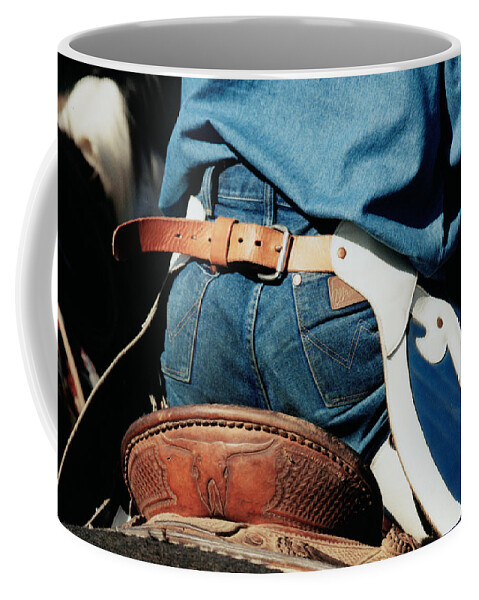 Rodeo Coffee Mug featuring the mixed media Rugged Wrangler by Amanda Smith