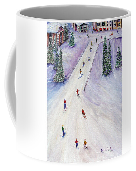 Snow Coffee Mug featuring the painting Rush Hour by Loretta Luglio