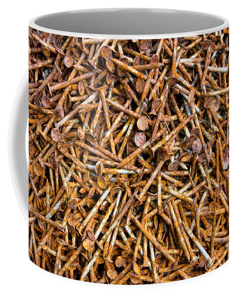 Rust Coffee Mug featuring the photograph Rusty Nails Abstract Art by James BO Insogna