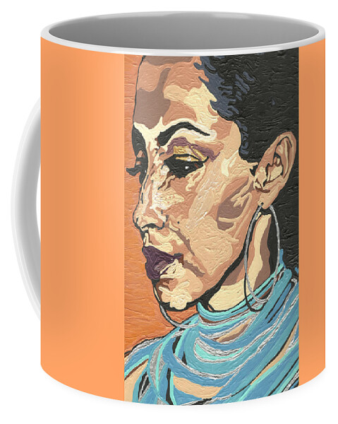 Sade Coffee Mug featuring the painting Sade Adu by Rachel Natalie Rawlins