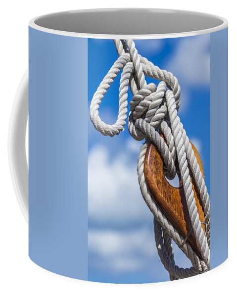 Rigging Coffee Mug featuring the photograph Sailboat Deadeye 3 by Leigh Anne Meeks