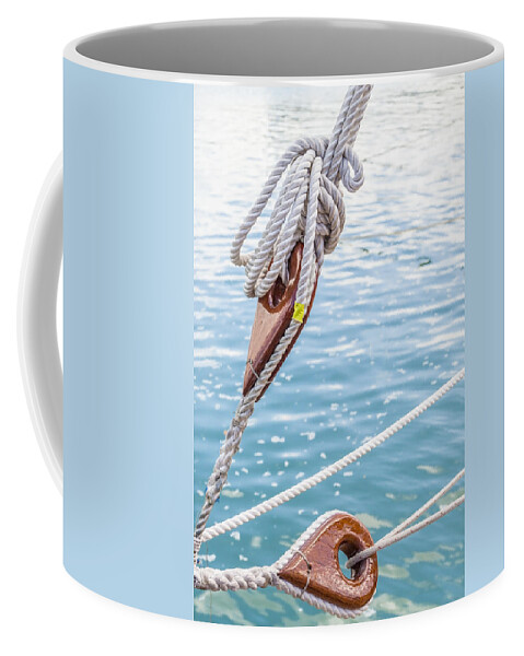 Rigging Coffee Mug featuring the photograph Sailboat Deadeyes 1 by Leigh Anne Meeks