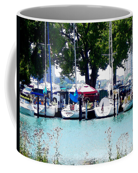 Sailboats Coffee Mug featuring the photograph Sailboats Docked In Detroit by Phil Perkins