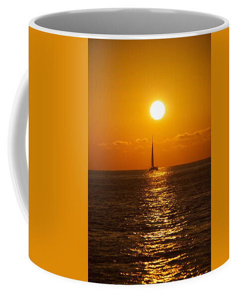 Key West Coffee Mug featuring the photograph Sailing at Sunset by Allan Morrison