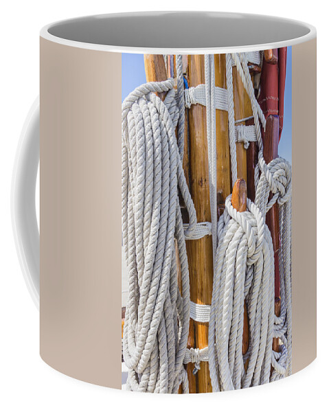Boat Coffee Mug featuring the photograph Sailing Rope 4 by Leigh Anne Meeks